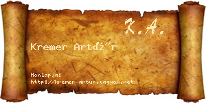 Kremer Artúr névjegykártya